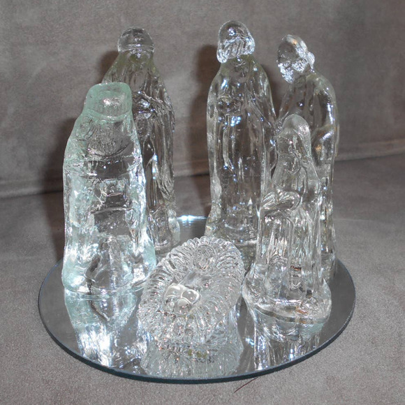 Glass Nativity 7 Piece Set #3568 Original Box Vintage Christmas - Picture 2 of 7